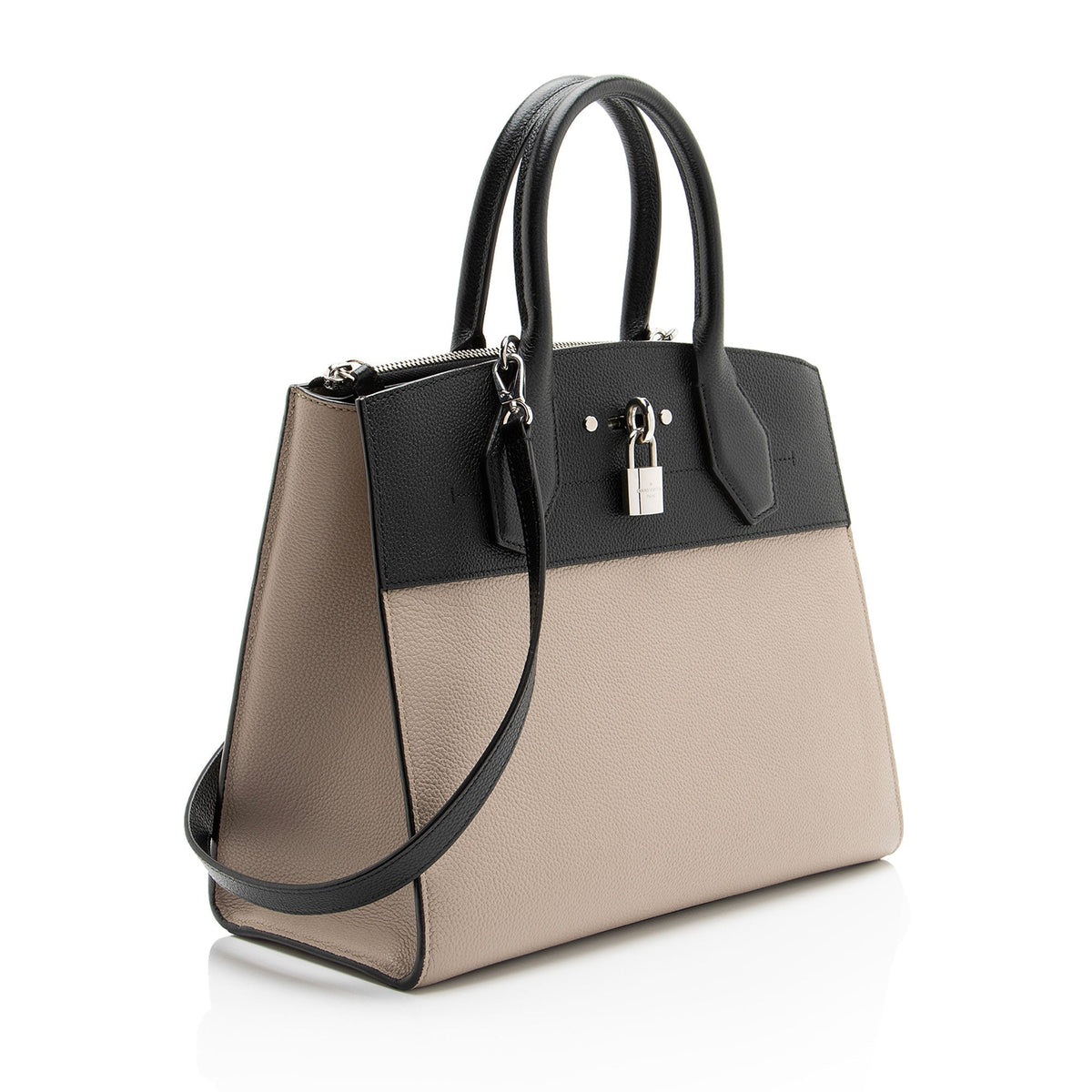 Louis Vuitton Calfskin City Steamer MM Tote Bag - Beige/Black