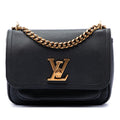 Louis Vuitton Calfskin Lockme Chain Shoulder Bag - Black