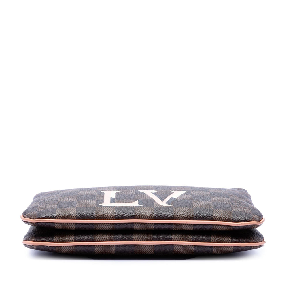 Louis Vuitton Damier Ebene Pochette Double Zip - Brown