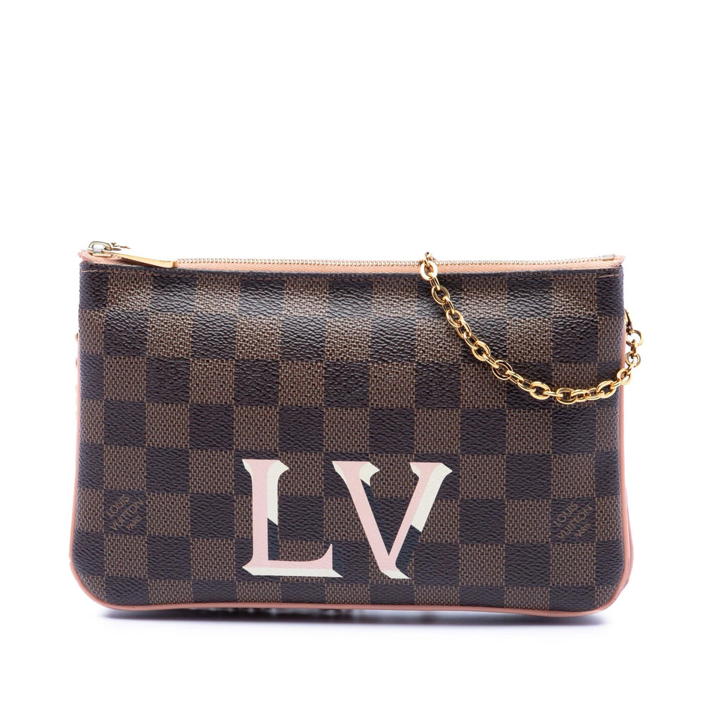 Louis Vuitton Damier Ebene Pochette Double Zip - Brown