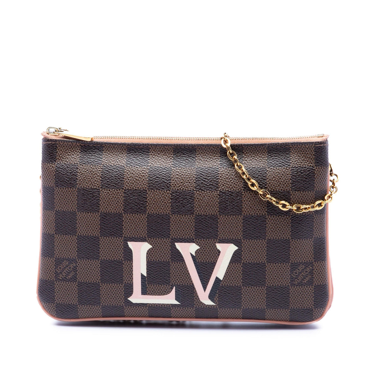 Louis Vuitton Damier Ebene Pochette Double Zip - Brown