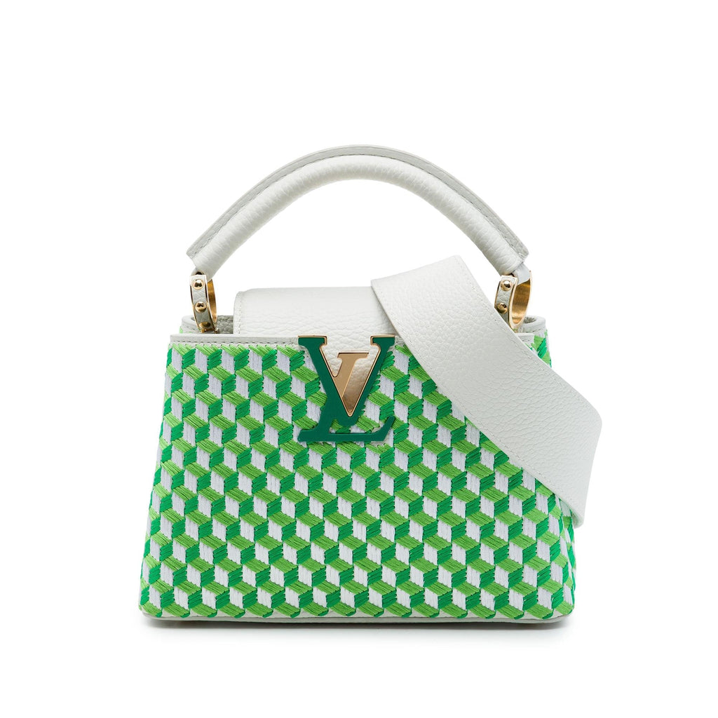 Louis Vuitton Embroidered Taurillon Mini Capucines Satchel - Green/White