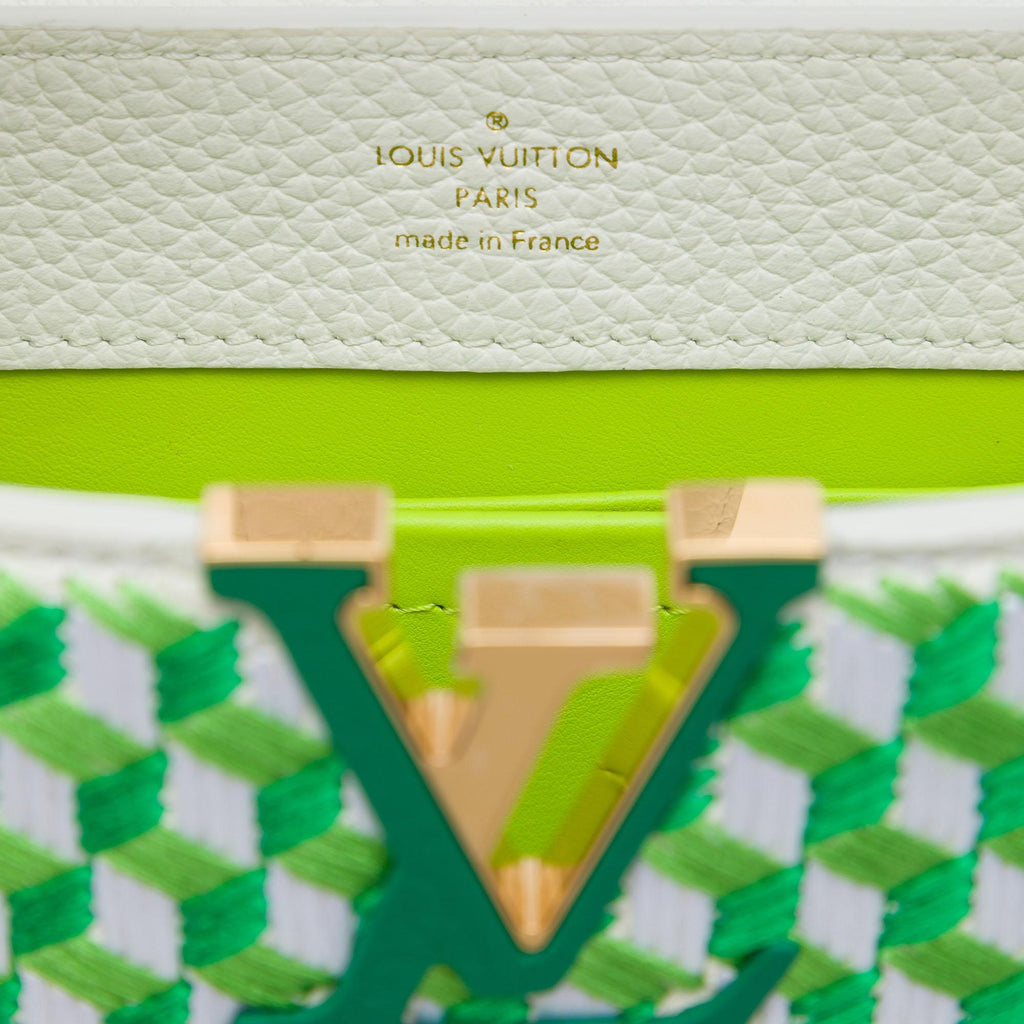 Louis Vuitton Embroidered Taurillon Mini Capucines Satchel - Green/White