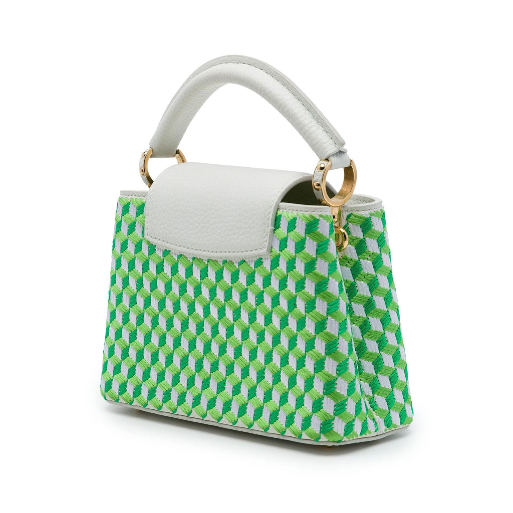 Louis Vuitton Embroidered Taurillon Mini Capucines Satchel - Green/White