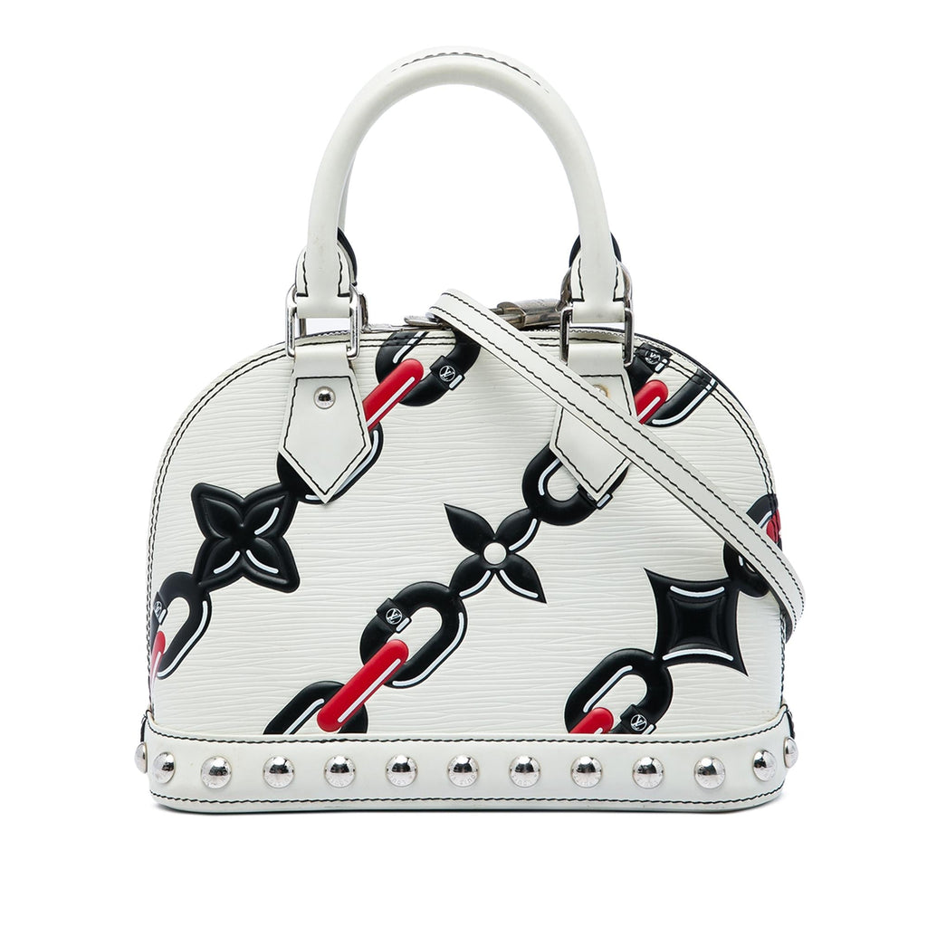 Louis Vuitton Epi Chain Flower Alma BB Satchel - White