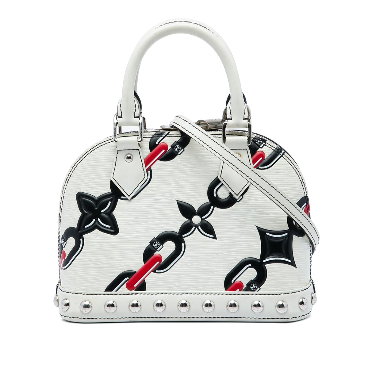 Louis Vuitton Epi Chain Flower Alma BB Satchel - White