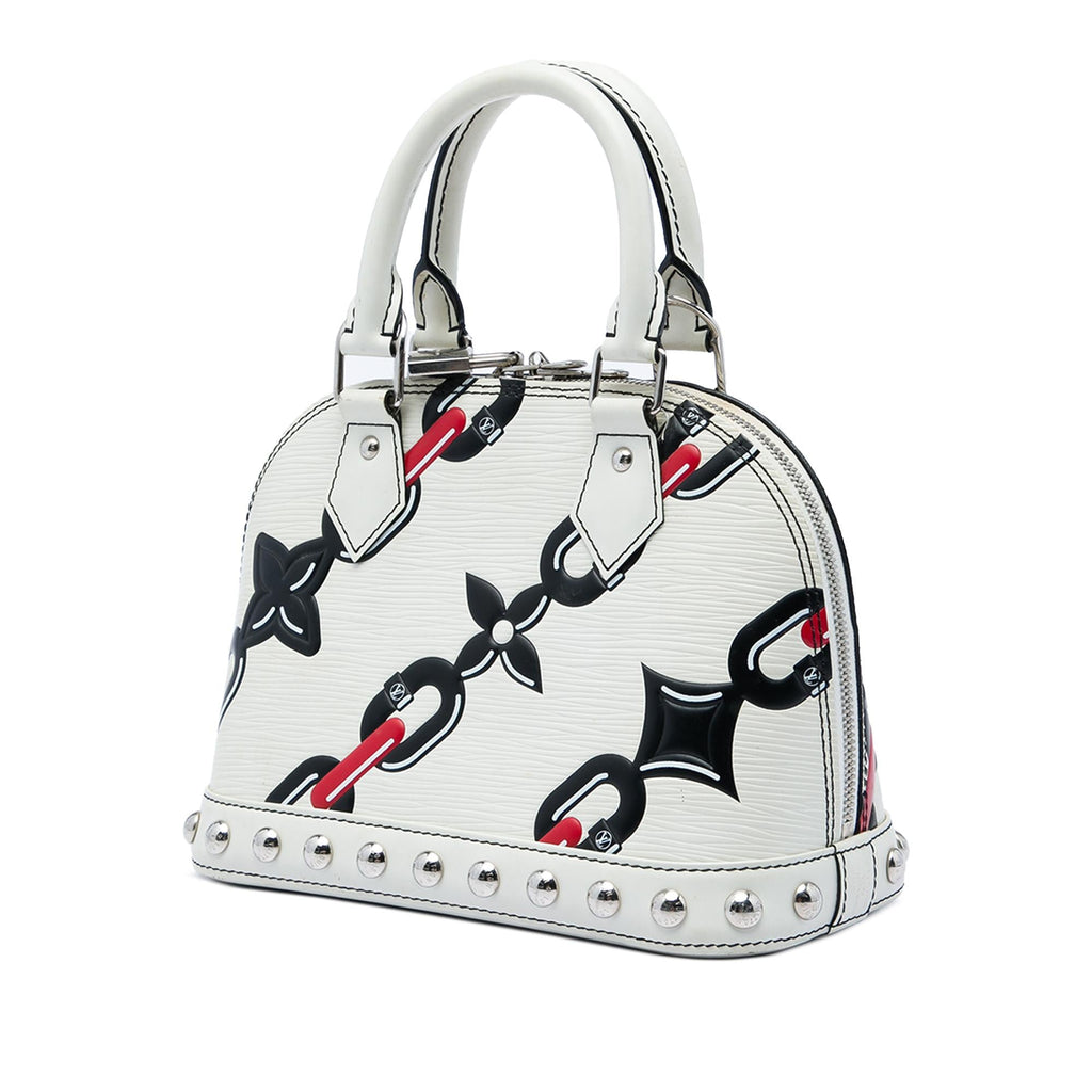 Louis Vuitton Epi Chain Flower Alma BB Satchel - White