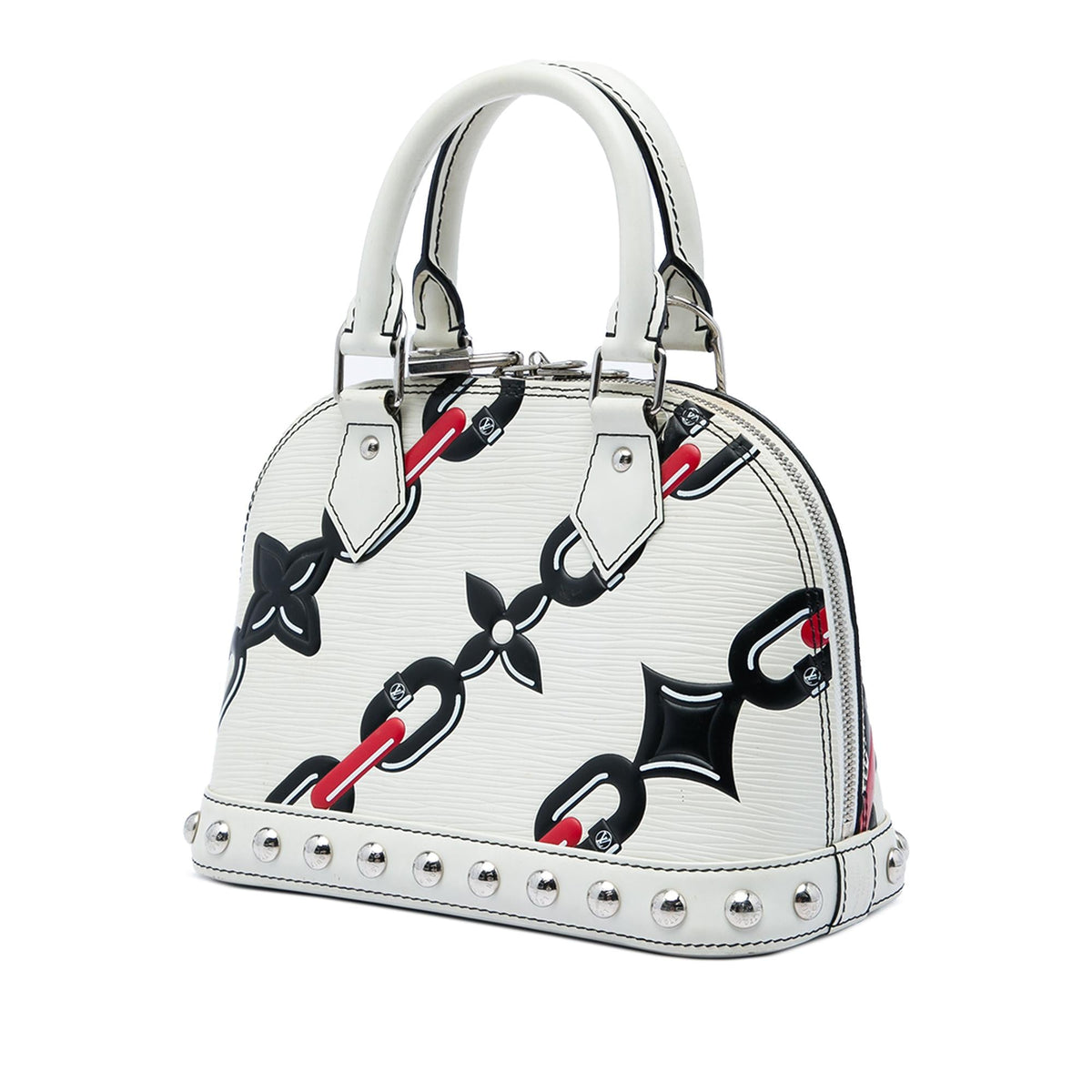 Louis Vuitton Epi Chain Flower Alma BB Satchel - White