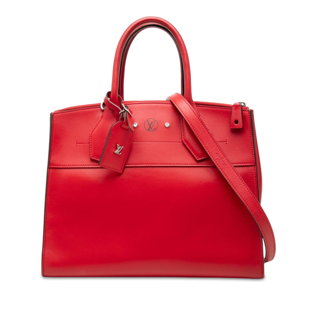 Louis Vuitton Leather City Steamer MM Satchel - Red