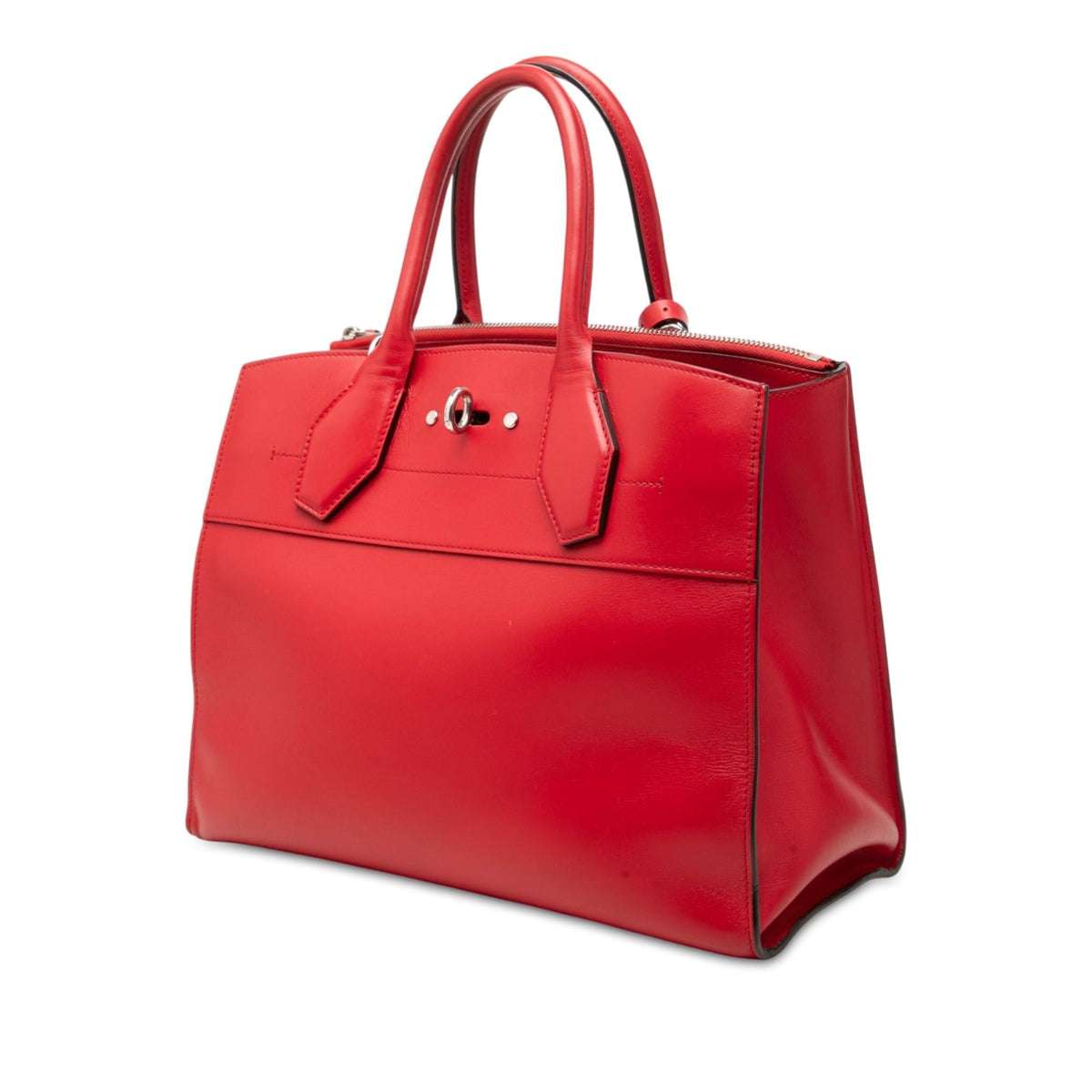 Louis Vuitton Leather City Steamer MM Satchel - Red