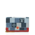 Louis Vuitton Limited Edition Denim Patchwork Flore Chain Wallet - Blue/Red