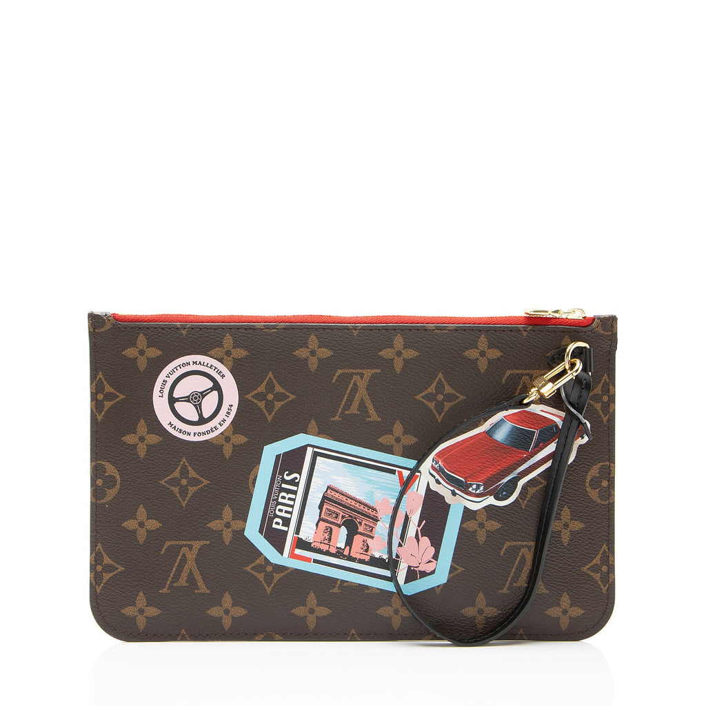 Louis Vuitton Limited Edition Monogram Canvas World Tour Neverfull MM Pochette - Brown/Multi