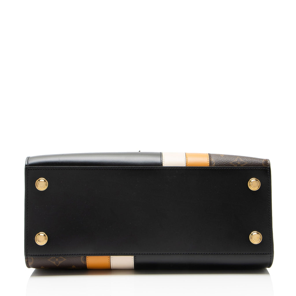 Louis Vuitton Limited Edition Monogram Stripe City Steamer MM Tote Bag - Black/Brown/Orange/White