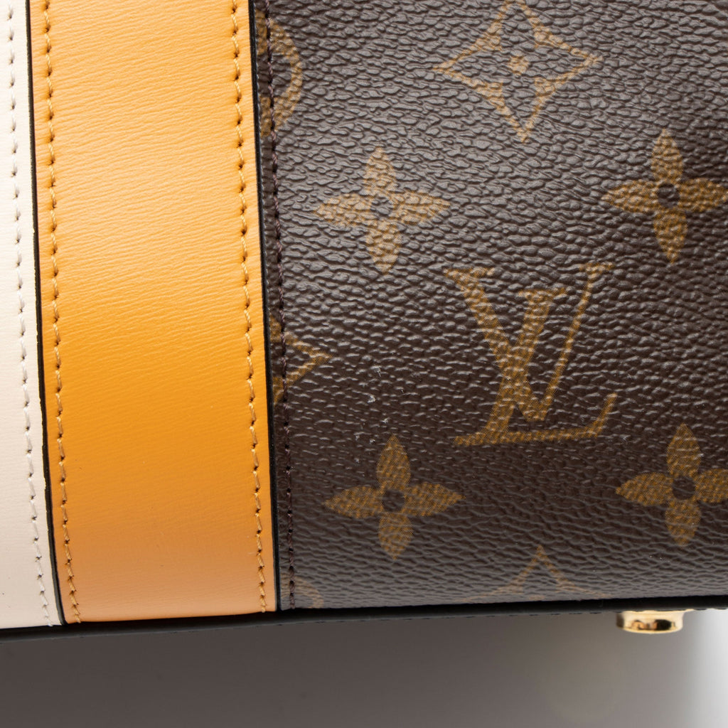 Louis Vuitton Limited Edition Monogram Stripe City Steamer MM Tote Bag - Black/Brown/Orange/White