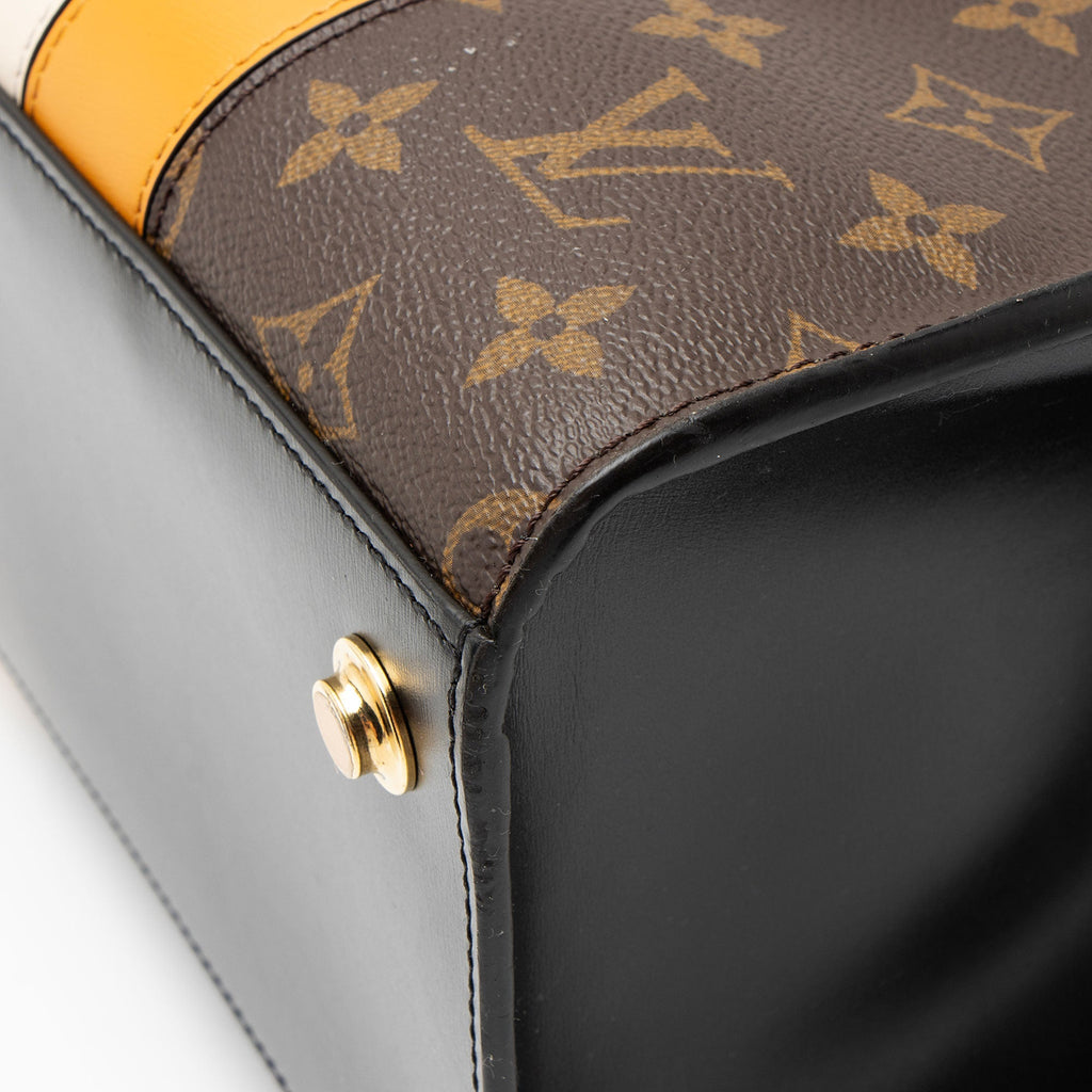 Louis Vuitton Limited Edition Monogram Stripe City Steamer MM Tote Bag - Black/Brown/Orange/White