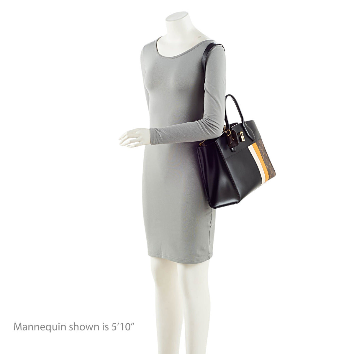 Louis Vuitton Limited Edition Monogram Stripe City Steamer MM Tote Bag - Black/Brown/Orange/White