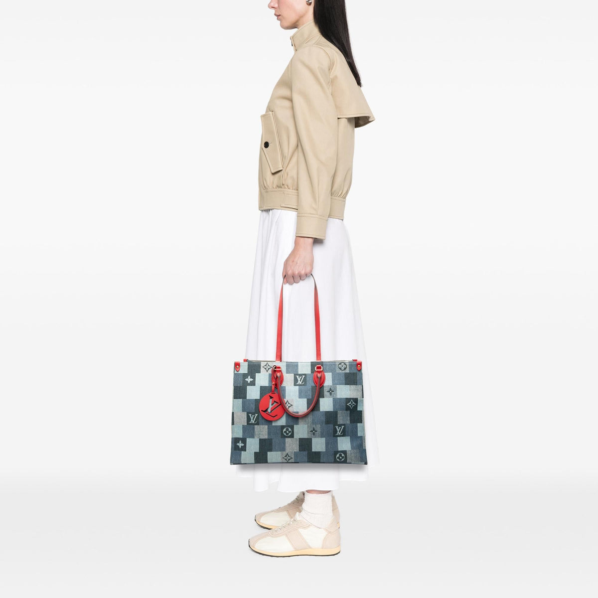 Louis Vuitton Monogram Denim Onthego GM Satchel - Blue/Red