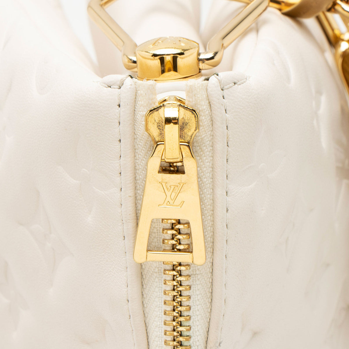 Louis Vuitton Monogram Embossed Lambskin Coussin PM Shoulder Bag - White