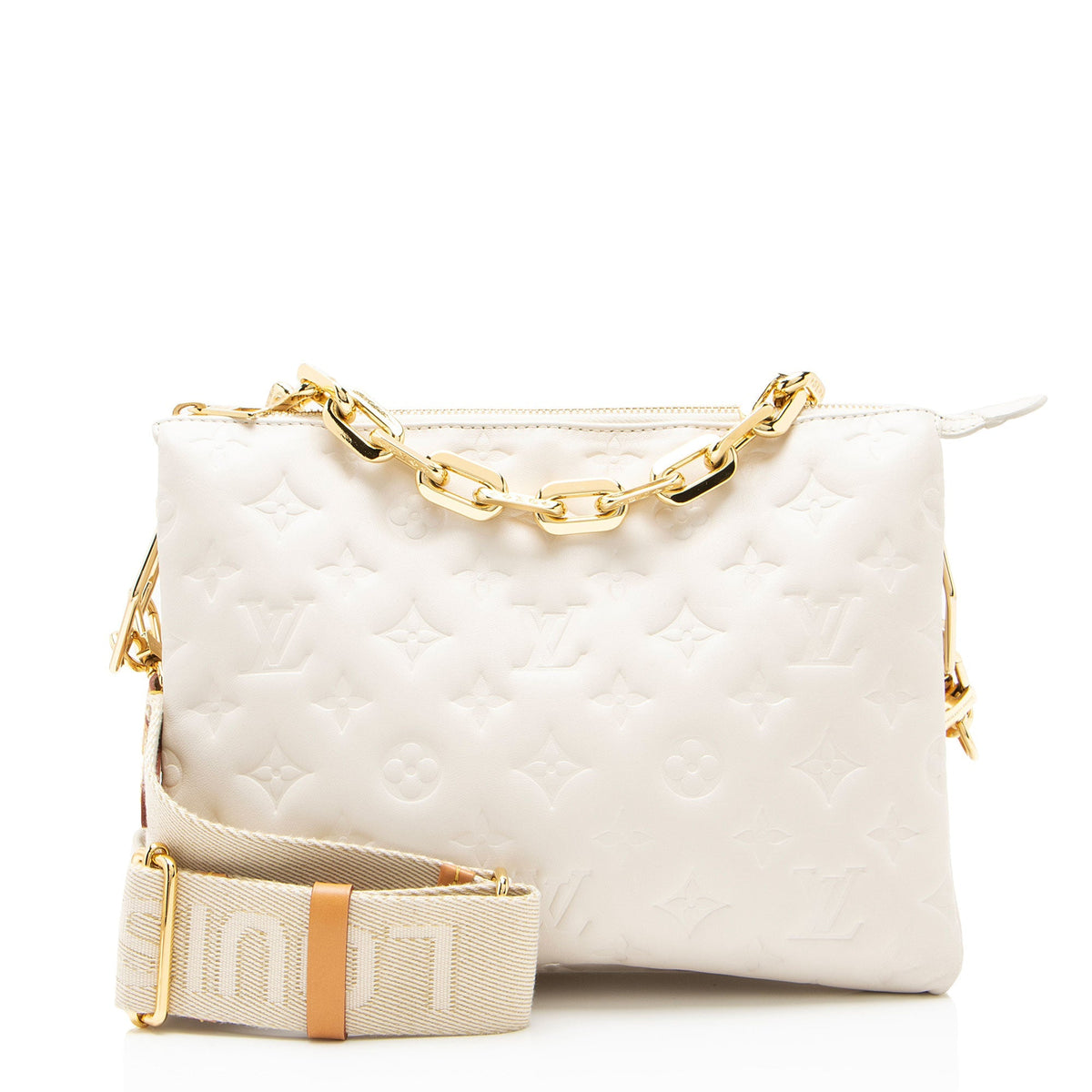 Louis Vuitton Monogram Embossed Lambskin Coussin PM Shoulder Bag - White