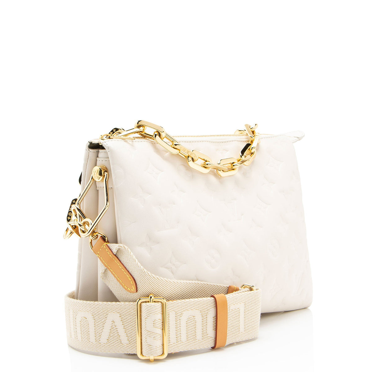 Louis Vuitton Monogram Embossed Lambskin Coussin PM Shoulder Bag - White