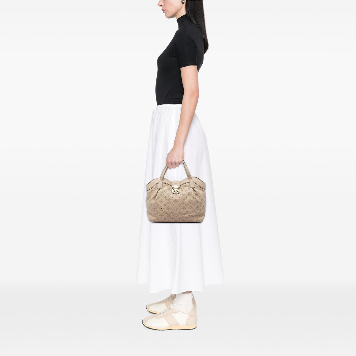 Louis Vuitton Monogram Mahina Cirrus PM Satchel - Beige