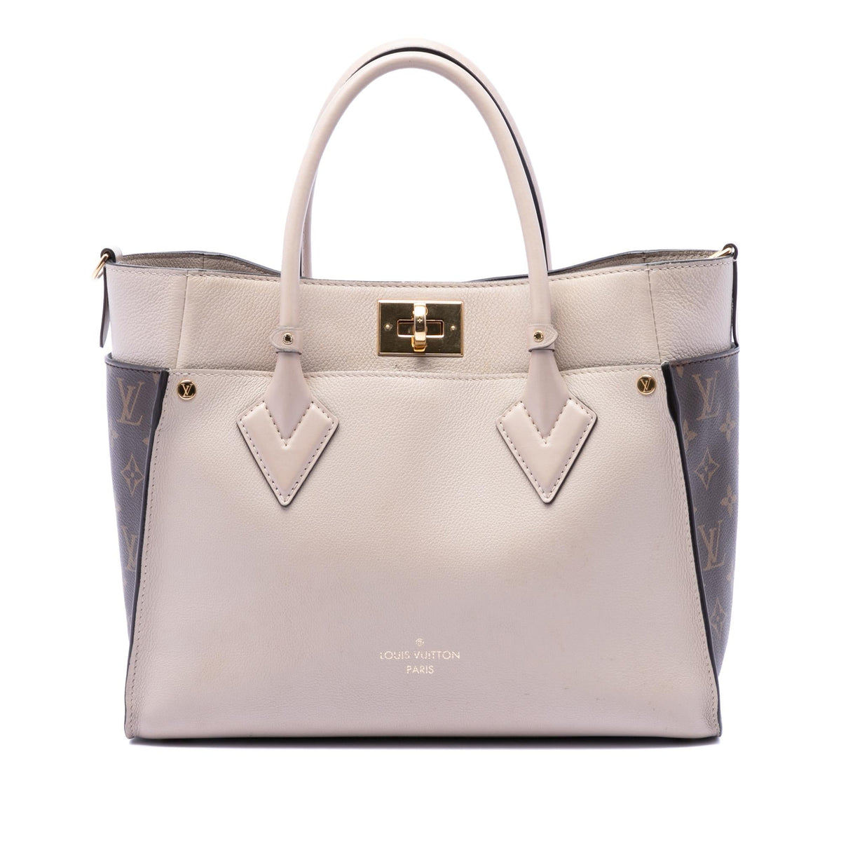 Louis Vuitton Monogram On My Side MM Satchel - Beige