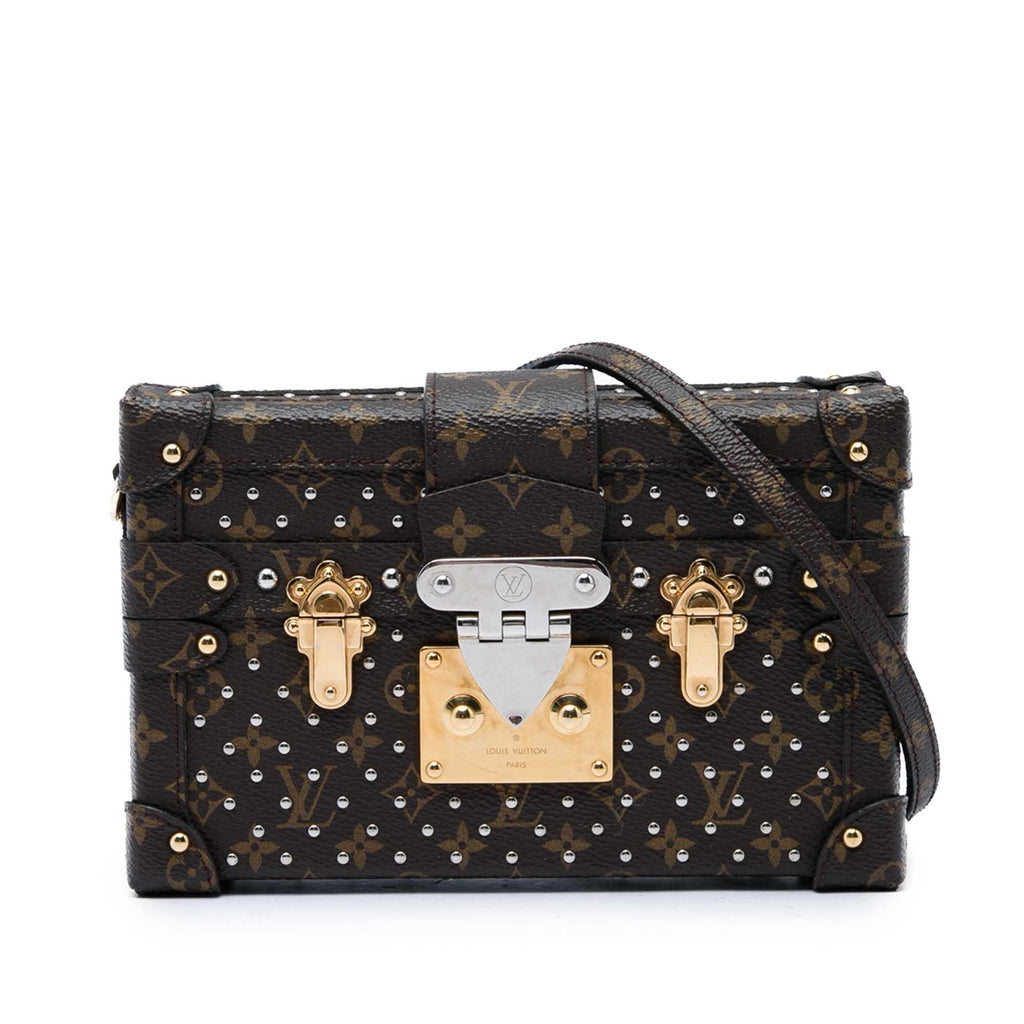 Louis Vuitton Monogram Studded Petite Malle Crossbody Bag - Brown