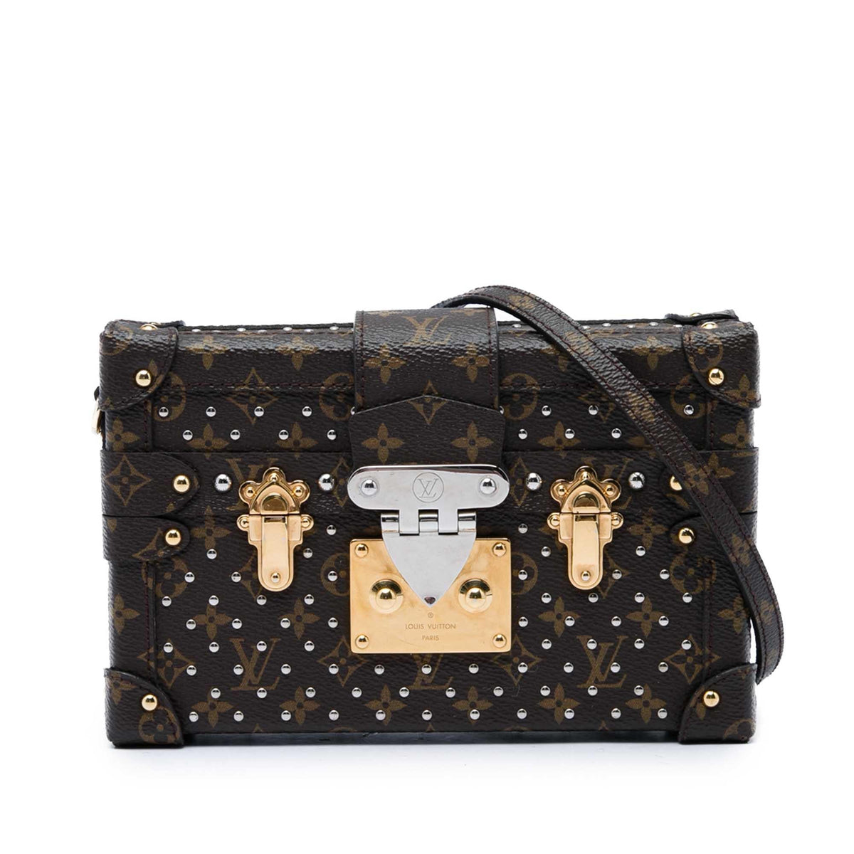 Louis Vuitton Monogram Studded Petite Malle Crossbody Bag - Brown