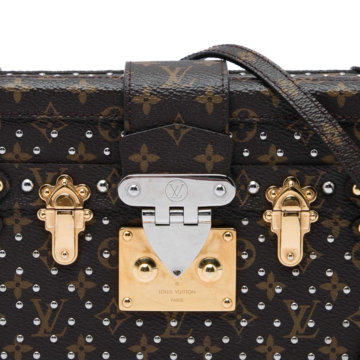 Louis Vuitton Monogram Studded Petite Malle Crossbody Bag - Brown