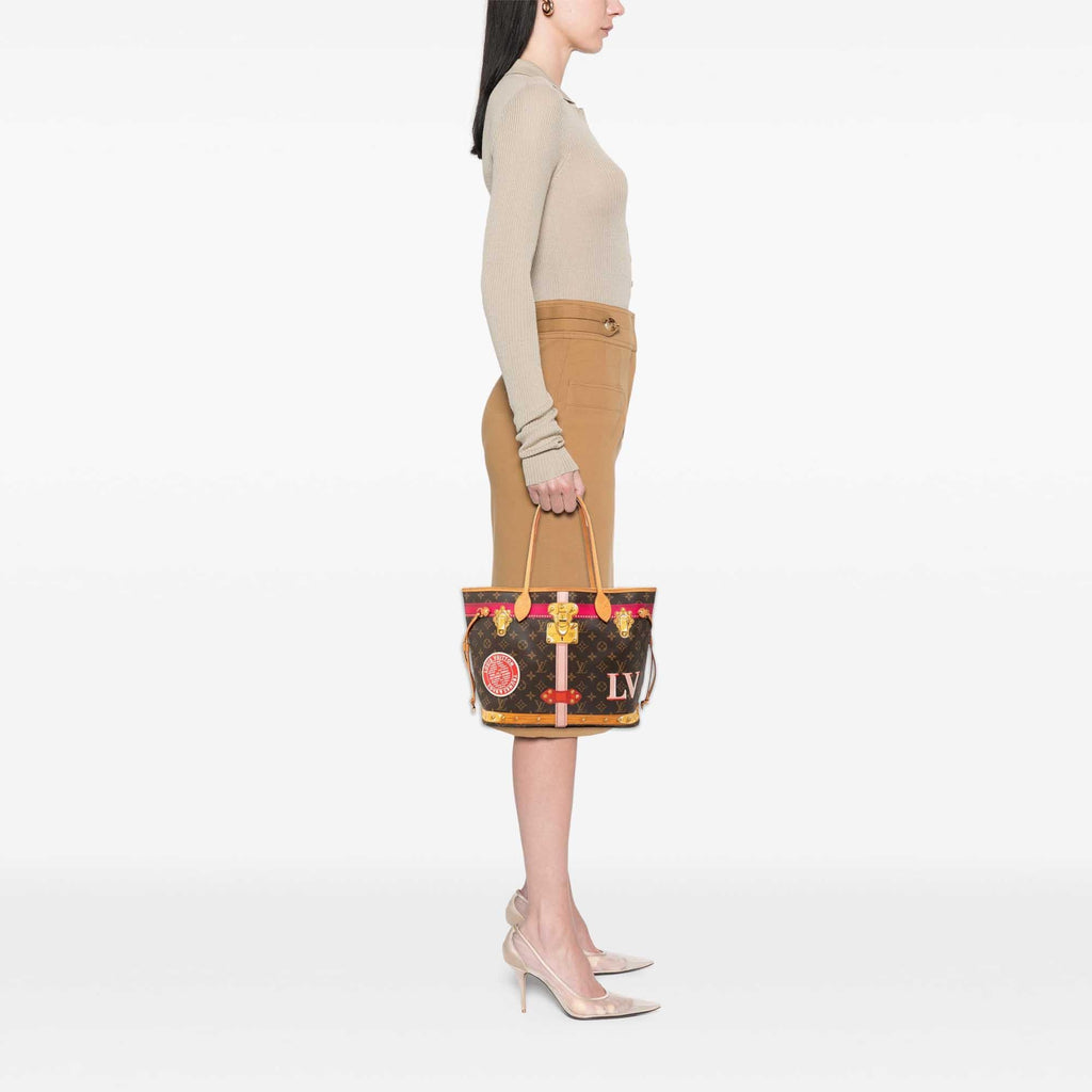 Louis Vuitton Monogram Summer Trunks Neverfull MM Tote Bag - Brown