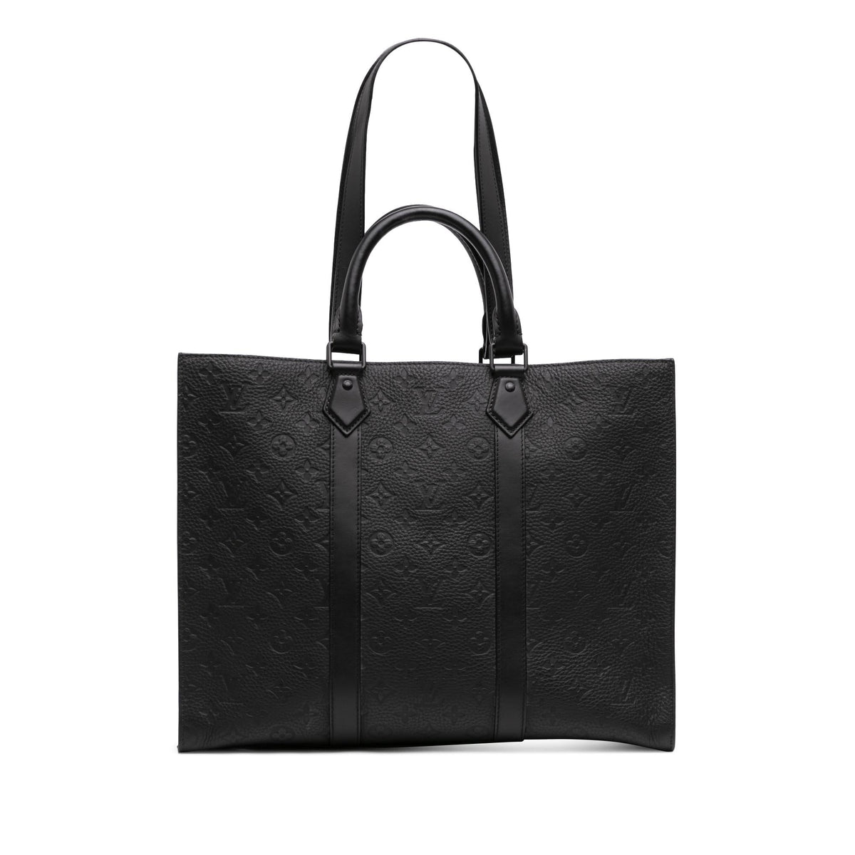 Louis Vuitton Monogram Taurillon Sac Plat 24H Satchel - Black