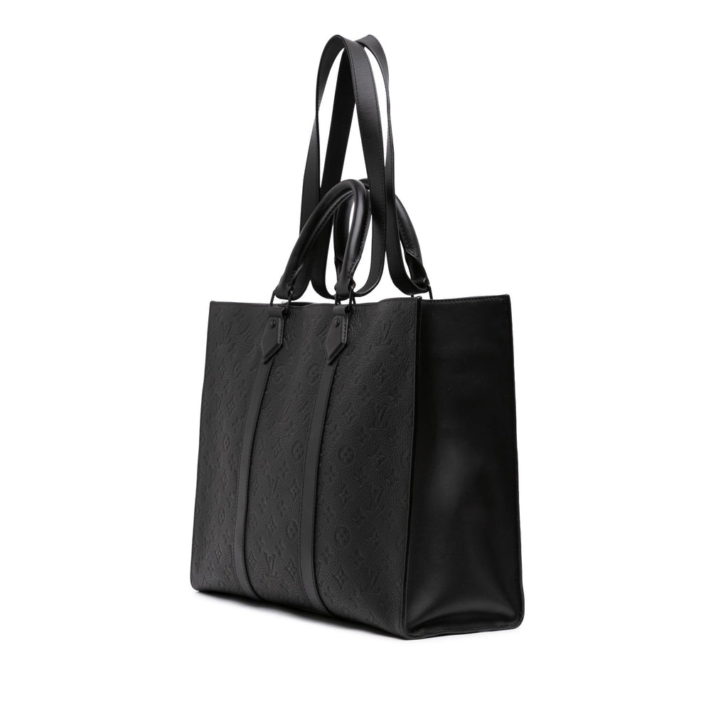 Louis Vuitton Monogram Taurillon Sac Plat 24H Satchel - Black