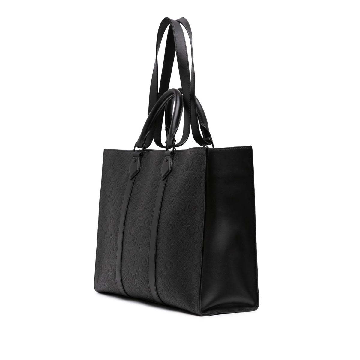 Louis Vuitton Monogram Taurillon Sac Plat 24H Satchel - Black