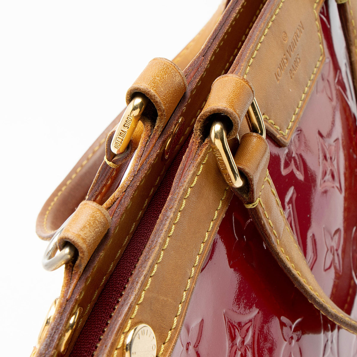 Louis Vuitton Monogram Vernis Brea MM Satchel - Red
