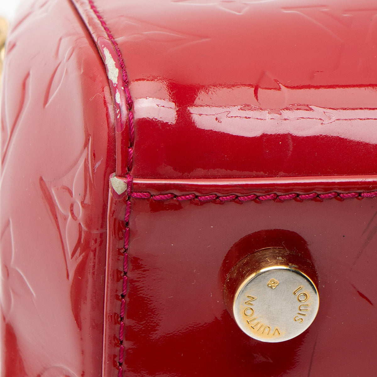Louis Vuitton Monogram Vernis Brea MM Satchel - Red