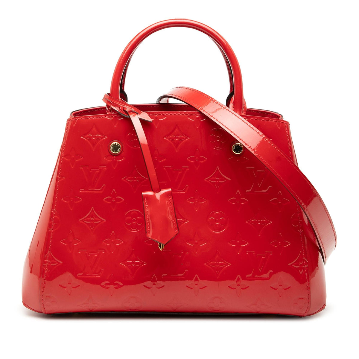 Louis Vuitton Monogram Vernis Montaigne BB Satchel - Red
