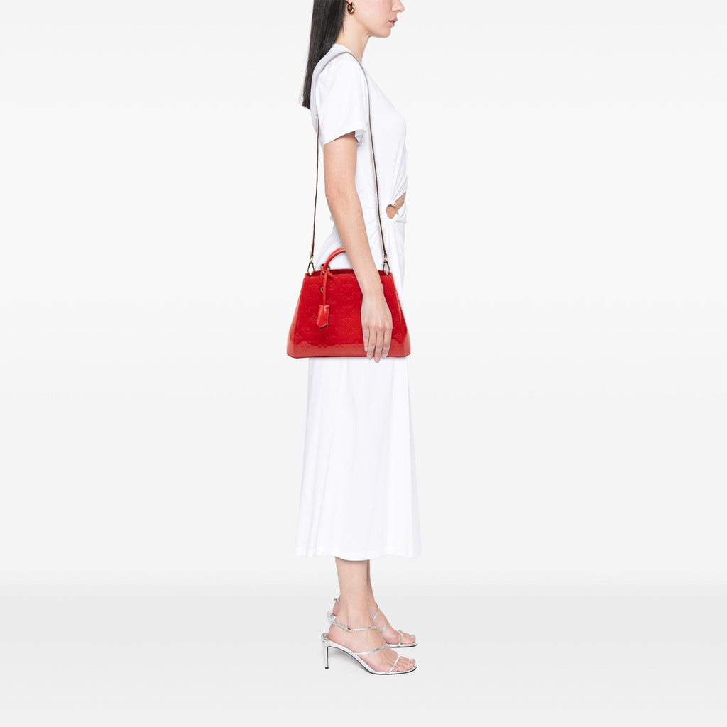 Louis Vuitton Monogram Vernis Montaigne BB Satchel - Red