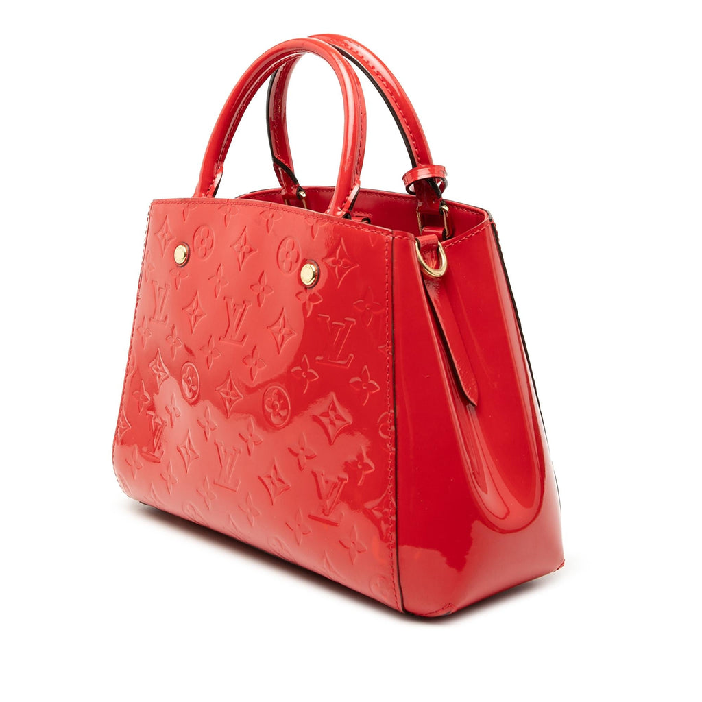 Louis Vuitton Monogram Vernis Montaigne BB Satchel - Red