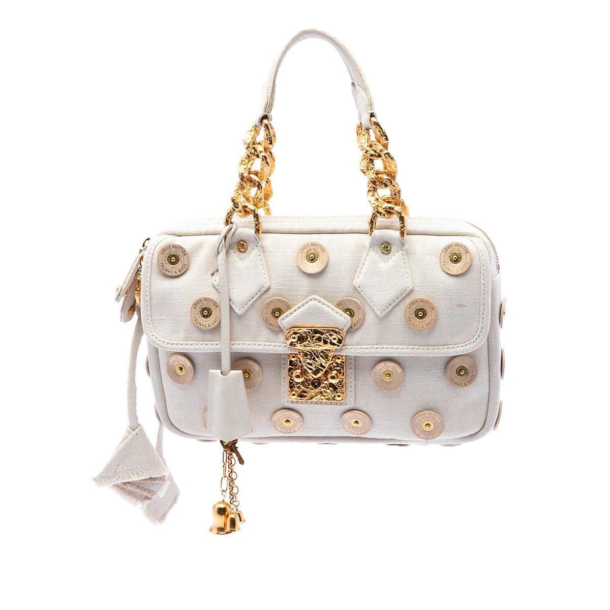 Louis Vuitton Polka Dots Panama Tinkerbell Satchel - White