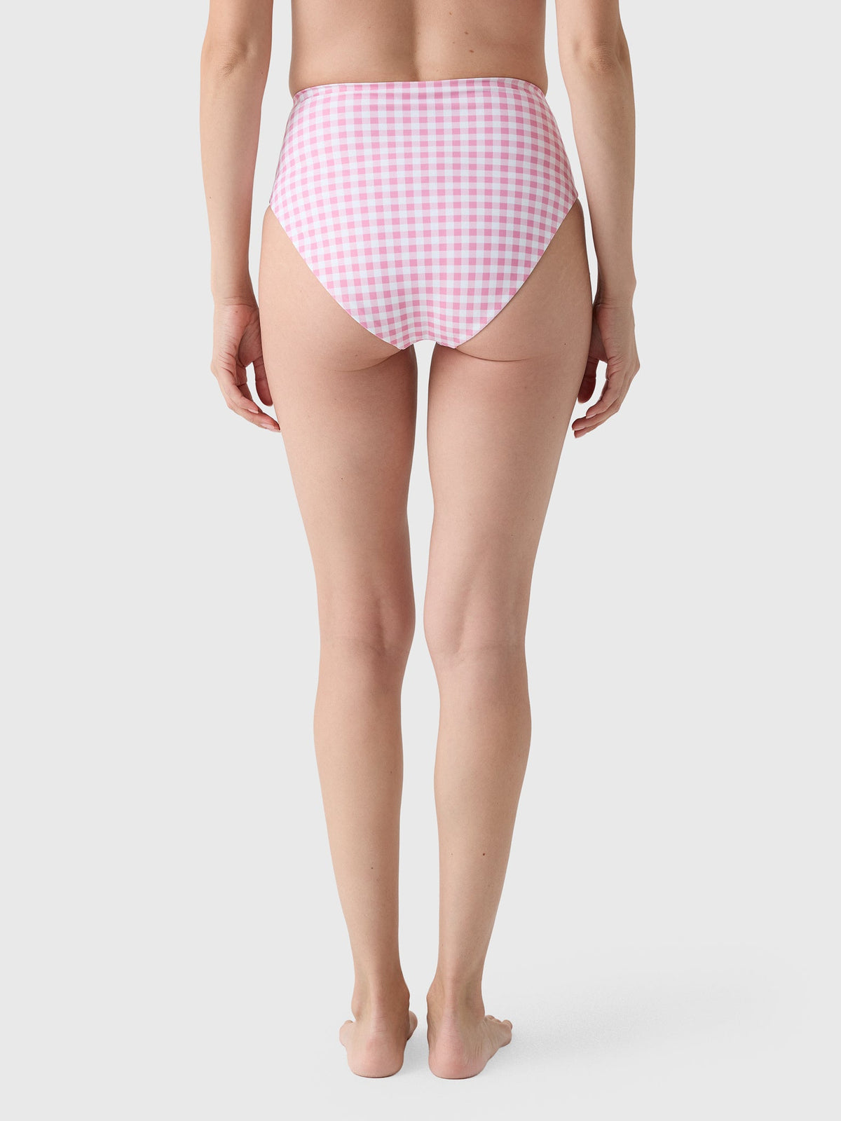 Minnow Women's Blush Gingham High Waist Bikini Bottom