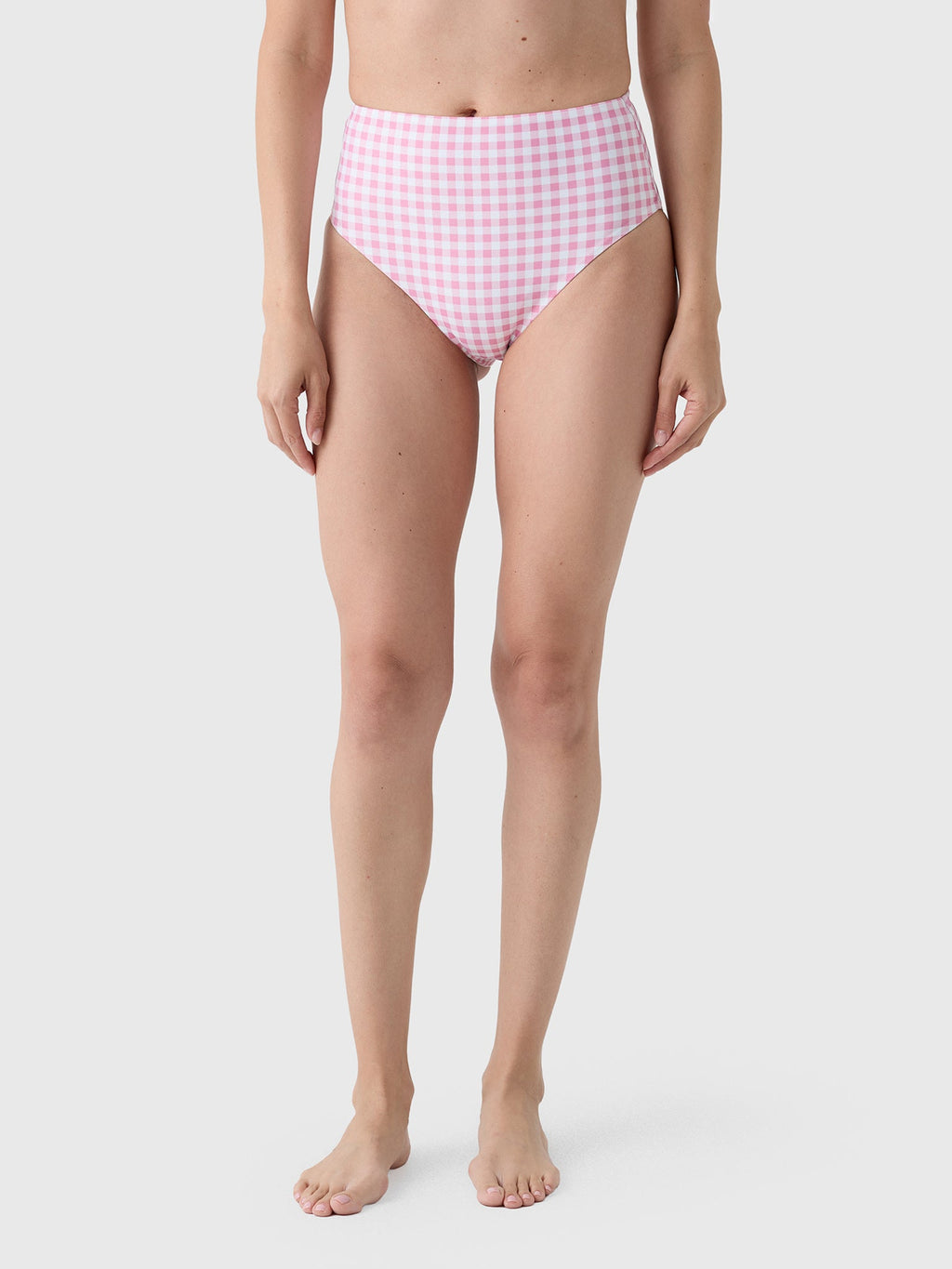 Minnow Women's Blush Gingham High Waist Bikini Bottom
