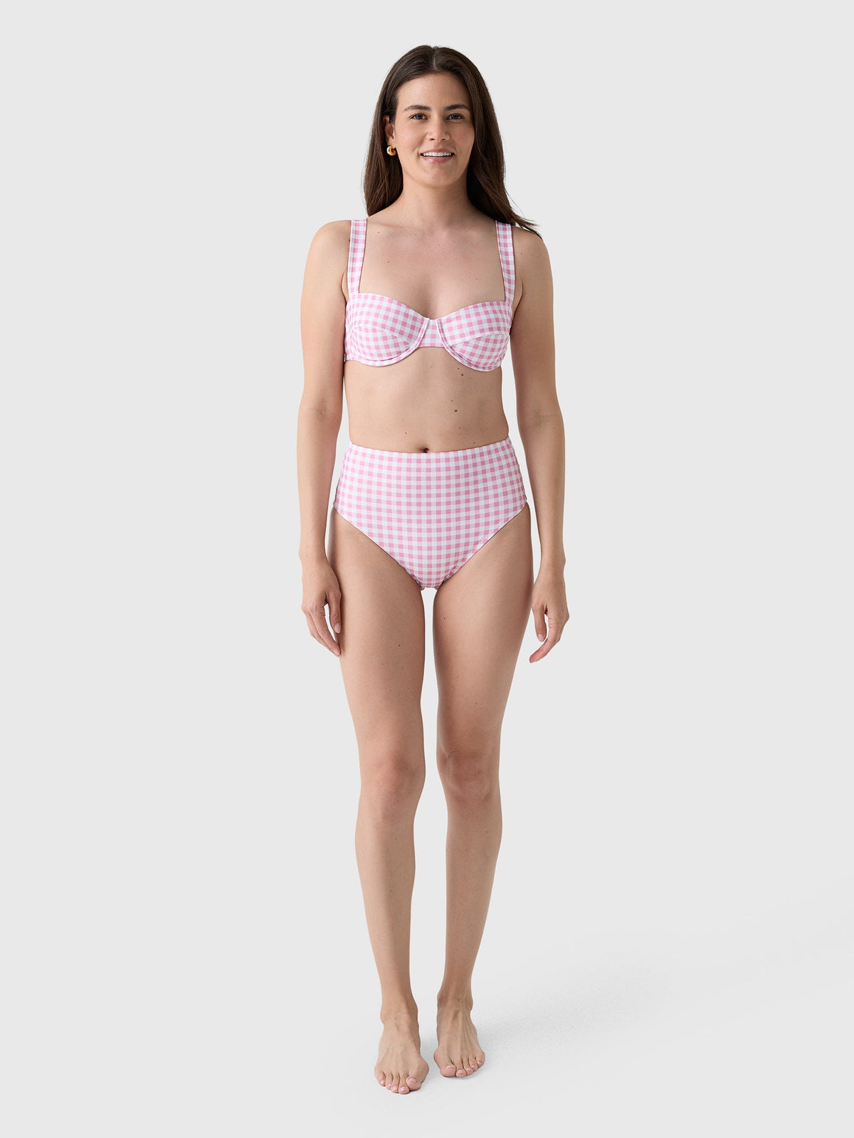 Minnow Women's Blush Gingham Cup Bikini Top