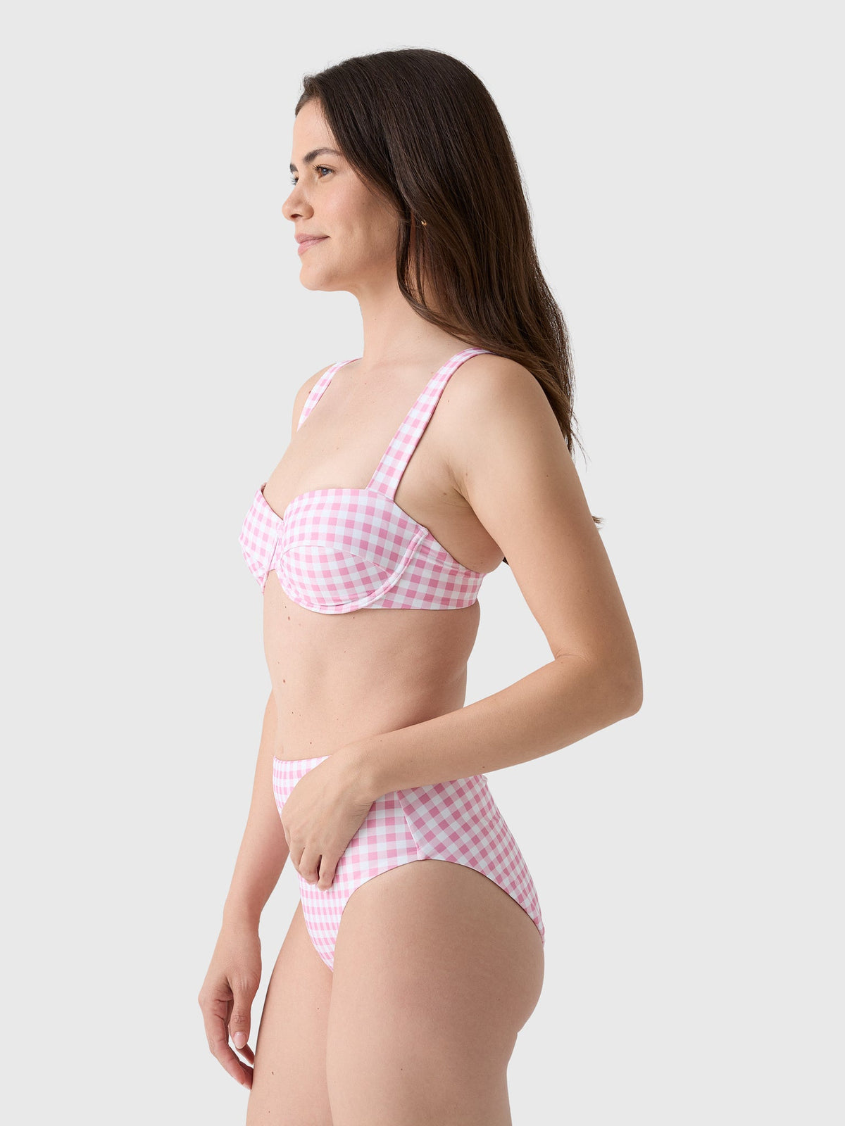 Minnow Women's Blush Gingham Cup Bikini Top