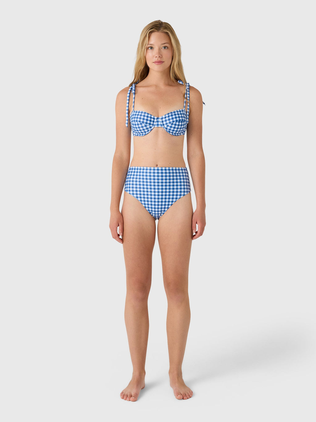 Minnow Women's Navy Picnic Gingham Bikini Top