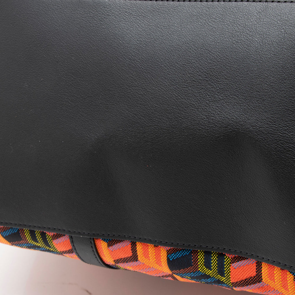 MCM Cubic Monogram Jacquard Shopper Tote Bag - Black/Multi/Orange