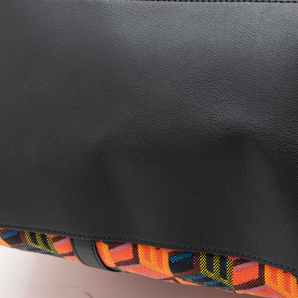 MCM Cubic Monogram Jacquard Shopper Tote Bag - Black/Multi/Orange