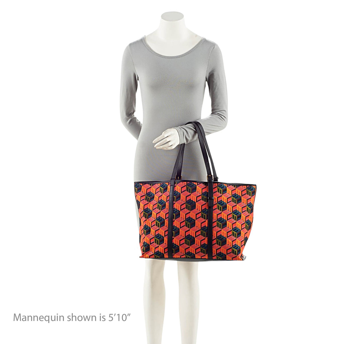 MCM Cubic Monogram Jacquard Shopper Tote Bag - Black/Multi/Orange