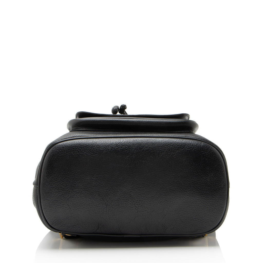MCM Vintage Leather Logo Charms Drawstring Backpack - Black