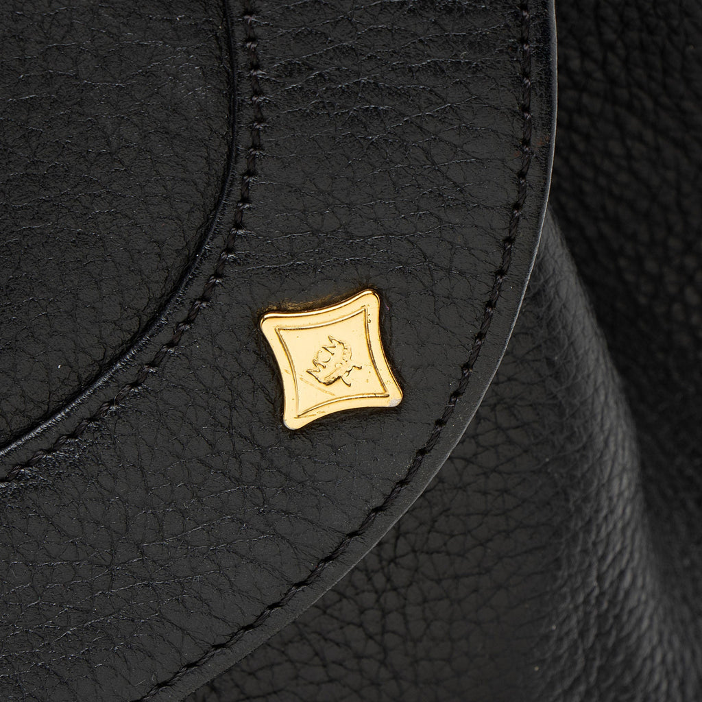 MCM Vintage Leather Logo Charms Drawstring Backpack - Black