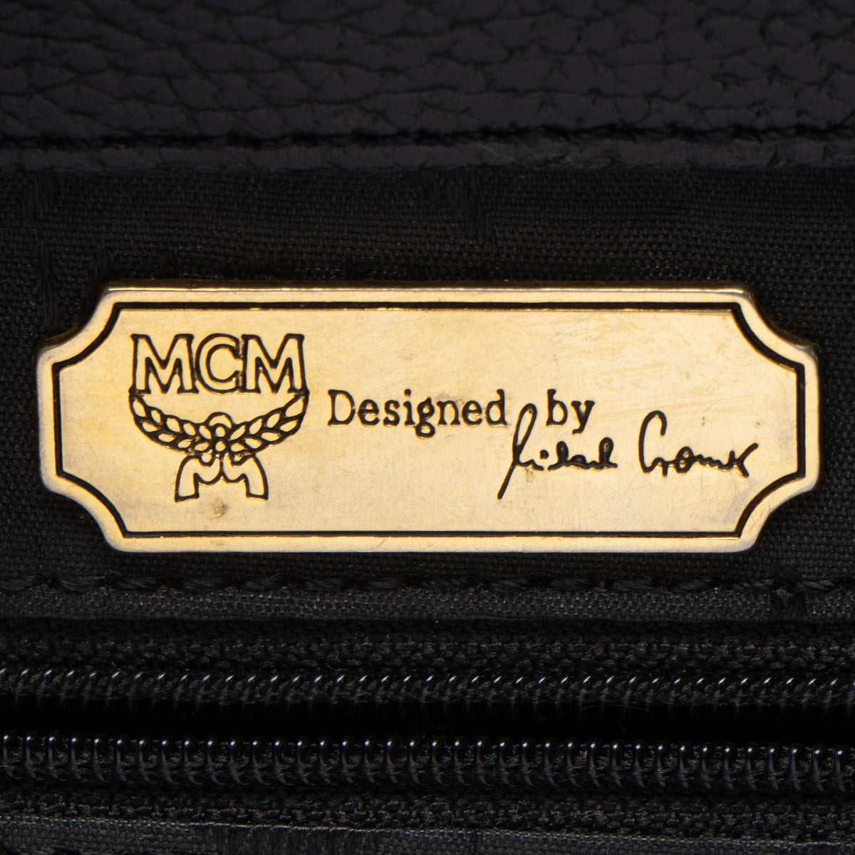 MCM Vintage Leather Logo Charms Drawstring Backpack - Black